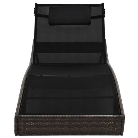 vidaXL - Ligbed - poly - rattan - en - textileen - bruin