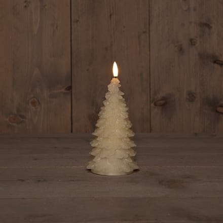 LED Kaars wax kerstboom ivoor 9,5x20cm