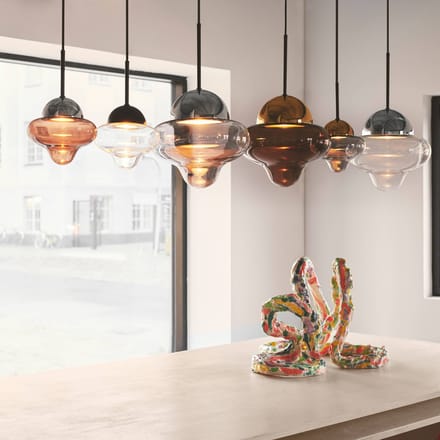 DESIGN BY US LED hanglamp Nutty XL, bruin/goudkleurig, Ø 30 cm, glas