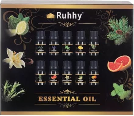 Ruhhy Essentiële Oliën Set - 10 Verschillende Geuren voor Aromatherapie