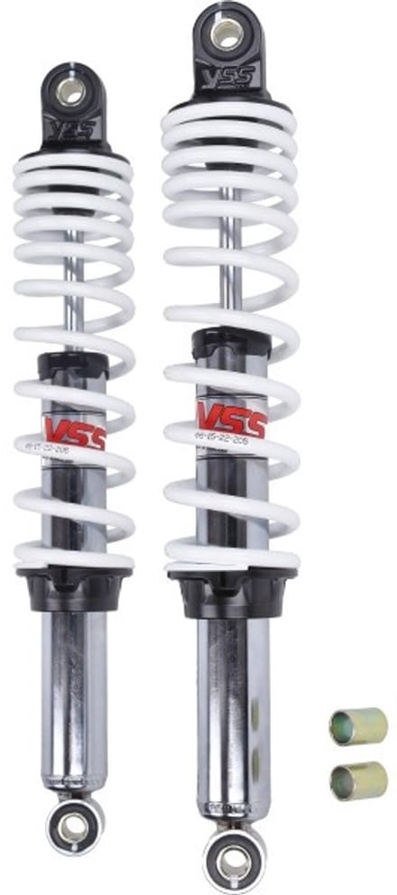 Yss Schokbrekerset - 360 mm - Chroom en wit - Voor Simson en Kreidler