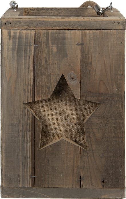 Clayre & Eef Windlicht 19x19x28 cm Bruin Hout Ster