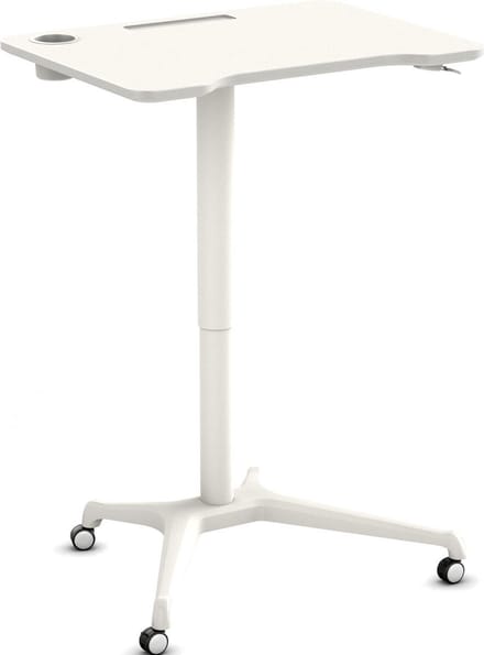 Worktrainer - Single Leg Desk - Hoogte 74 - 113 cm - Breedte 80 cm - Klein Gasveer zit-sta Bureau - in hoogte verstelbaar Bureau - Wit