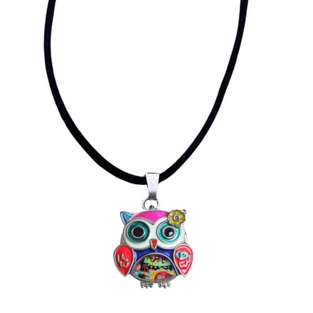 Ketting -Uil-Rood-Emaille-45 cm-Metaal - Charme Bijoux