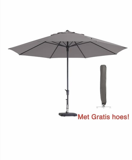 Luxe parasol rond 400 cm taupe met hoes | Topkwaliteit XXL parasol | Madison Timor 100% polyester doek
