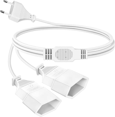 Dailygoods - Verlengkabel Platte Stekker - 2 Meter - 2-in-1