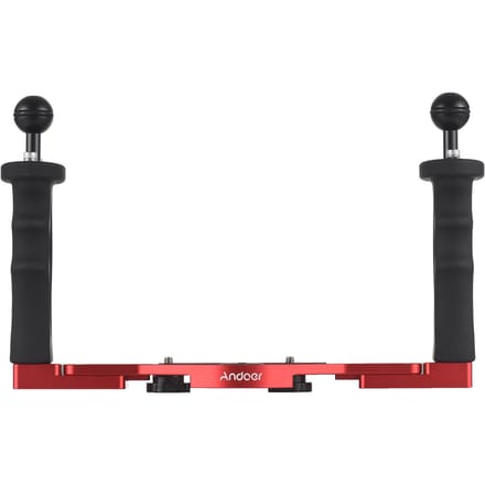 Andoer Dubbele Handgreep Camera Duikrig Handheld Onderwater Bak Stabilisator Verstelbare Camera Duiken rood