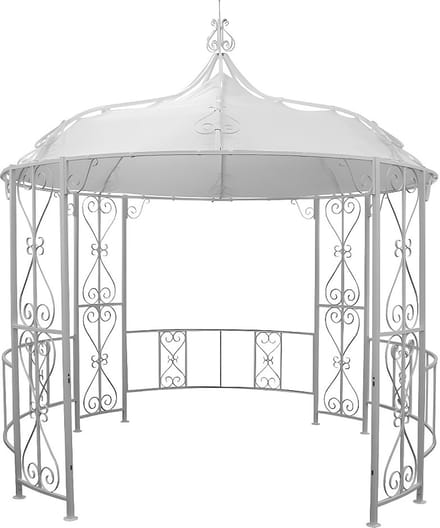 Vente-unique Smeedijzeren tuinkiosk in metaal TILCARA - D300 x H290 cm - Wit
