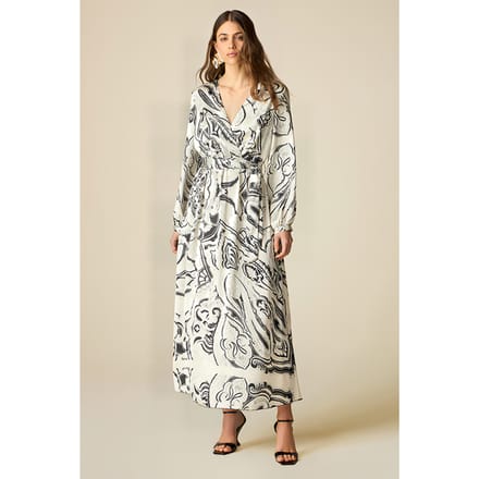 Oltre Long Patterned Satin Dress White Taglia: 42 | Maxi abiti Outlet | Donna | Bianco