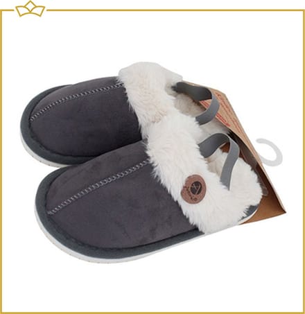 ATTREZZO® Pantoffels Kinderen - Met Elastiek - Maat 32-33 - Grijs - Heerlijk warm!