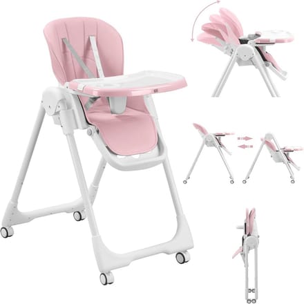 Verstelbare Kinderstoel voor Baby met Ligfunctie in Bubblegum