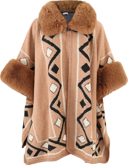 Emilie Scarves - Poncho - omslagdoek - cape - vest - beige camel