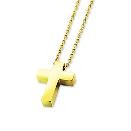 Amanto Ketting Evrin Goldy - 316L Staal - Kruis - 15x11mm - 42cm