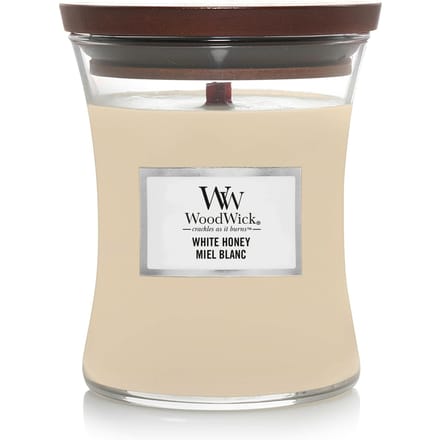 WoodWick Hourglass Medium Geurkaars - White Honey - 60 branduren