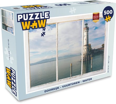Puzzel Doorkijk - Vuurtoren - Water - Legpuzzel - Puzzel 500 stukjes