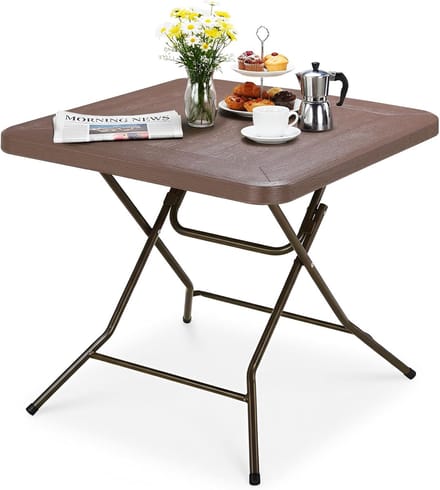 Tuintafel Vierkant - Balkontafel Klaptafel - Buiten Zitten - Inklapbaar Houtlook - 80 x 80 cm - Bruin