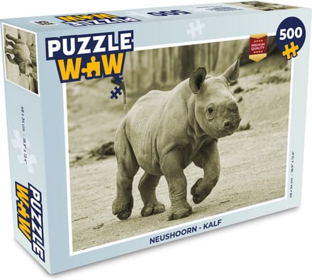 Puzzel Neushoorn - Kalf - Legpuzzel - Puzzel 500 stukjes