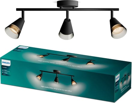 Philips Cleft Spot - Plafondspot met drie lichtpunten - Met gerookt glas - GU10 LED fitting