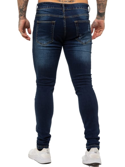 Enzo heren skinny gescheurde jeans