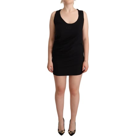 Roberto Cavalli Zwart Mouwloze Katoenen Sheath Mini Jurk