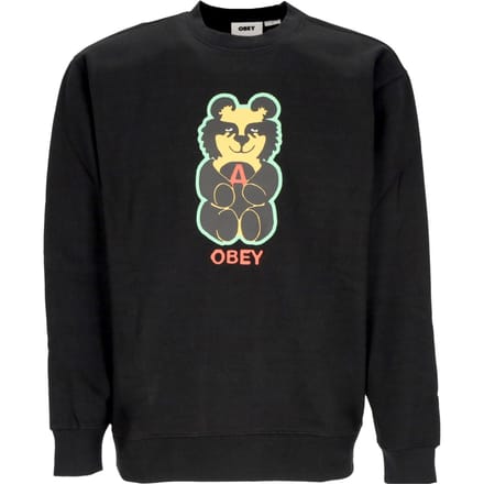 Bear Icon Premium Crew Fleece herensweatshirt met ronde hals, zwart