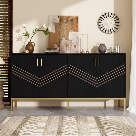 MODFU Opbergkast 160x40x80,5 cm van MDF, met 4 deuren en verstelbare planken