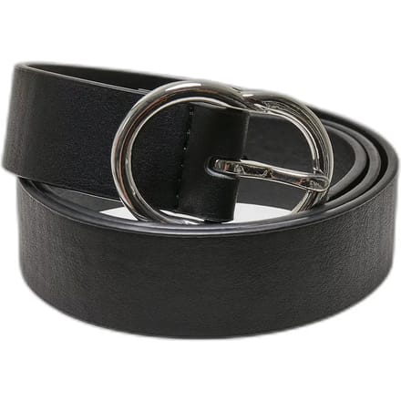 Urban Classics - Small Ring Buckle Riem - S - Zwart/Zilverkleurig