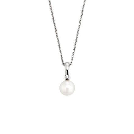 Orolino Halskette Gold 585 mit Brillant 0,025ct. und weißer Perle 6mm