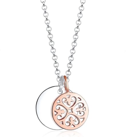 Elli - Halsketting - Bi Color Ornament Kreis 925 Sterling Silber - Dames