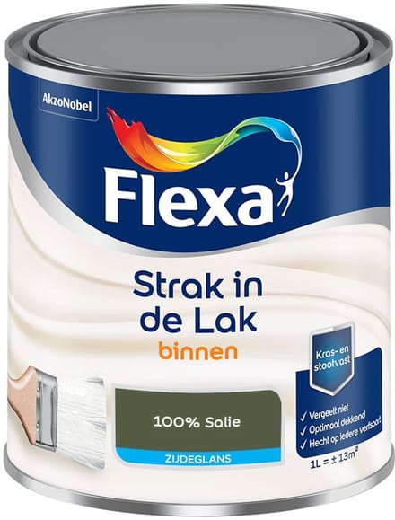 Flexa - Strak In De Lak Binnenlak Zijdeglans - 100% Salie - Mengverf - 1 L