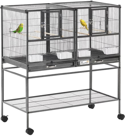 PawHut Vogelkooi - Metaal - 95x45,5x102cm - Grijs, Zwart