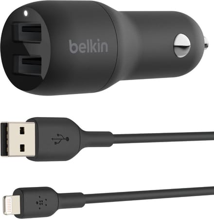 Belkin Dual USB Autolader 24W + 1m iPhone kabel