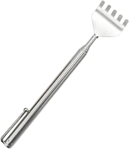 Uitschuifbare Rugkrabber - Telescopische Jeukverlichter - Ontspanning Thuis - Roestvrijstalen Constructie - 15.2 cm - Zilver