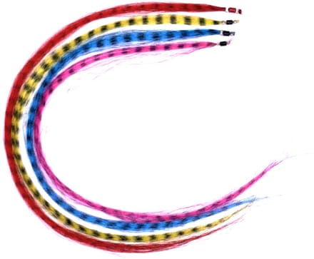 Funny feather look extensions oranje geel blauw rose 4 extensions