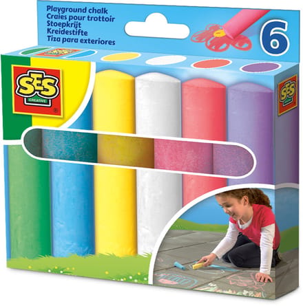 SES Creative Stoepkrijt - 6-Pack in Heldere Kleuren - Vanaf 2 Jaar - Motorische Ontwikkeling - Schoencadeautjes Sinterklaas