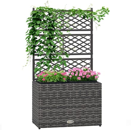 Outsunny Rattan tuinbed - Rotanlook - 57x30x107cm - Lichtgrijs
