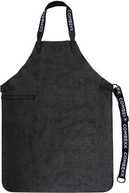 Combekk Schort - Gerecycled Leer - Duurzaam - elastische nek- en tailleband - Unisex - Zwart