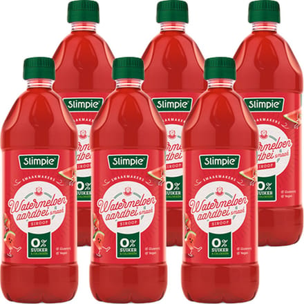 Slimpie Siroop Watermeloen Aardbei - 6 x 650 ml