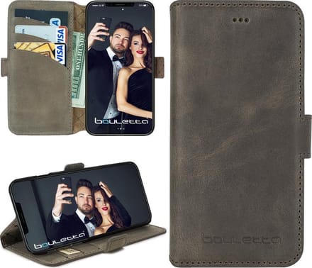 Bouletta geschikt voor iPhone Xs Max leren BookCase hoesje - Warm Stone