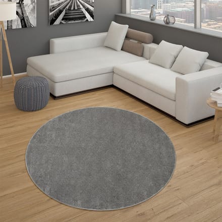 Flycarpets Laagpolig Effen Uni Vloerkleed Porera - Antraciet