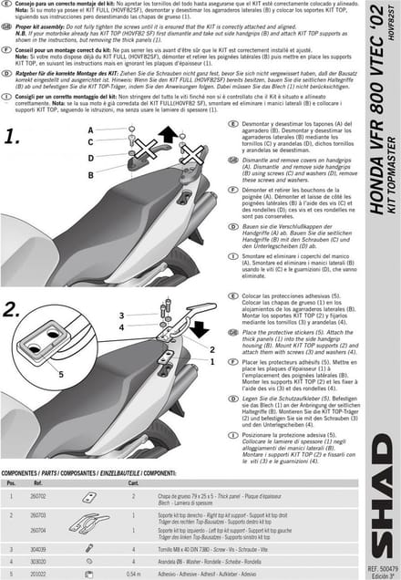 Kit Support top case Shad TOP MASTER pour moto Honda 800 VFR H0VF82ST Neuf