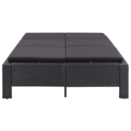 vidaXL - Ligbed - met - kussen - 2-persoons - poly - rattan - zwart
