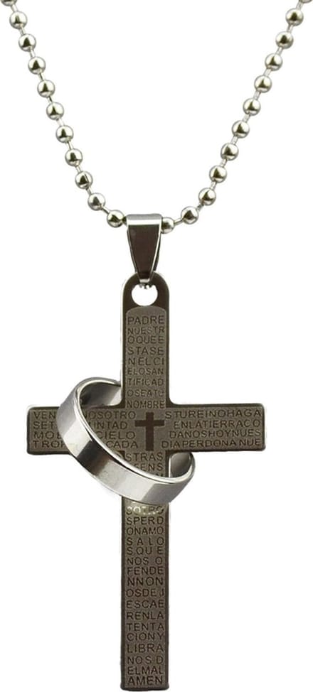 Fako Bijoux - Ketting - Kruis Met Ring - Zilverkleurig