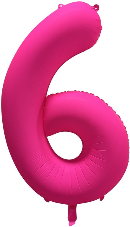 Folieballon cijfer 6 - Neon Roze - 86 cm