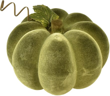 Pompoendecoratie geflockt 20cm pompoengroen fluwelen look 2 stuks, 2 S