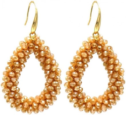 Jomide Oorhangers Glass Beads - Bruin