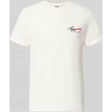 Tommy Hilfiger Slim Signature Logo T-shirt Ancient White Maat: M | Basic T-Shirts Outlet | Heren | Wit