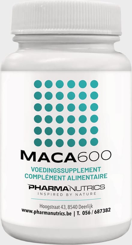 MACA 600 Pharmanutrics 60 v-caps - Focus - Energie - Natuurlijk- Kruiden - Hypoallergeen