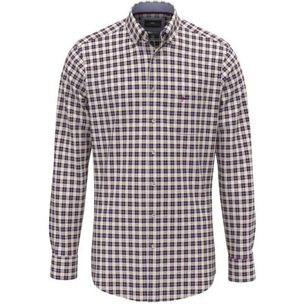 Fynch-Hatton Overhemd Classic Poplin Check Button-Down Deep Merlot / male