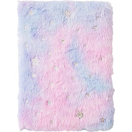Carnet de notes A5 mignon en peluche avec couverture moelleuse, bloc-notes dégradé de couleurs, couverture souple pour filles, broderie white